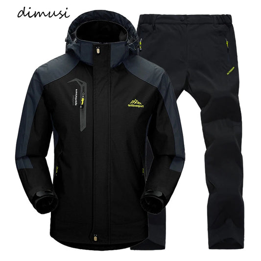 Men Sports Set Outdoor Sweatshirt +Sweatpants Suit Casual Waterproof 2 Pcs Hiking Sets